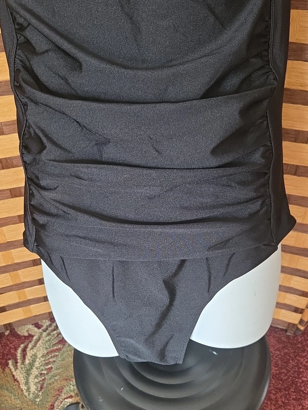 NWT! Betsey Johnson Black Bandeau Ruched One-Piece Swimsuit